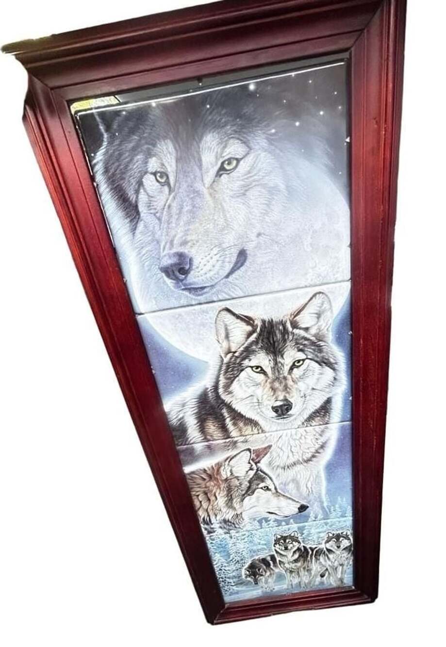 Spirits of the Night Al Agnew Vertical Wood Frame Wolf Plate Set Collector